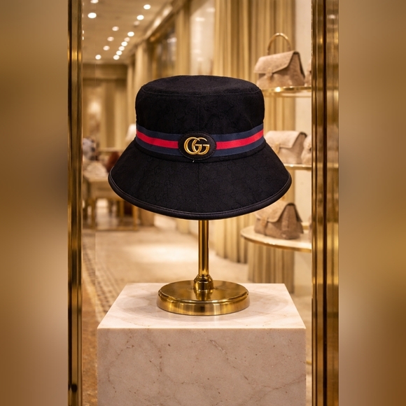 The Unbranded Brand Accessories - FASHION Monogram Black Bucket Hat